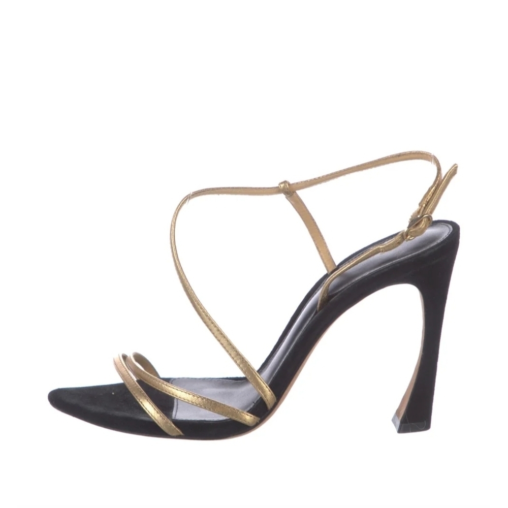 Alexandre Birman Gold and Black Strappy High Heel Sandals US 7.5 IT 37.5